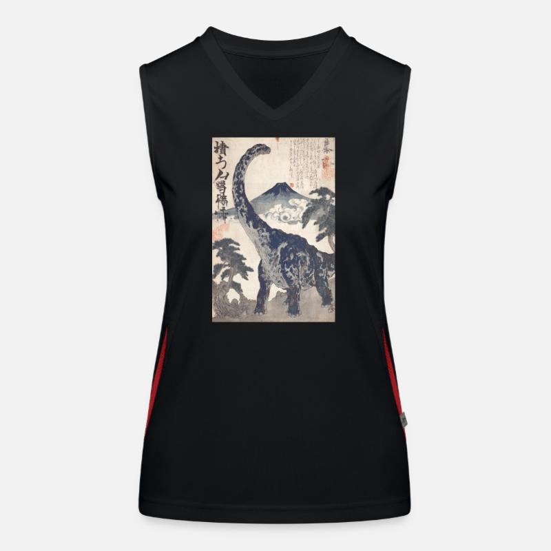 Ukiyo-e Dino sous le mont Fuji Débardeur respirant contrasté Femme