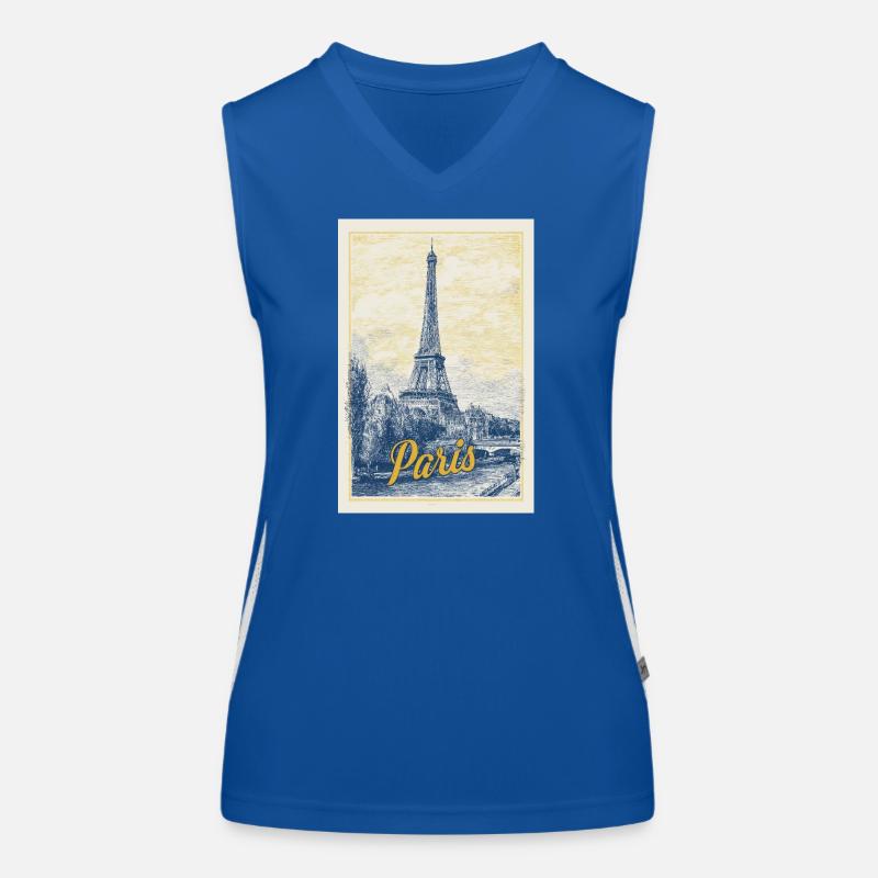 Paris Eiffel Blueprint Women's Functional Contrast Tank Top