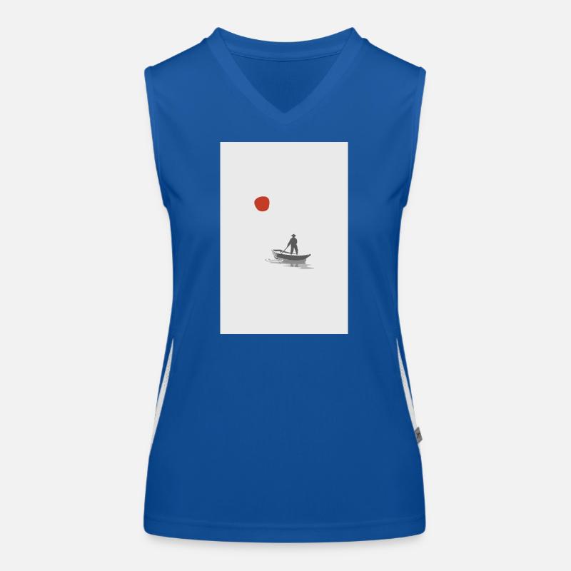 Quiet Waters – Minimalist Boat Scene Funktionelles Kontrast-Tank Top für Frauen