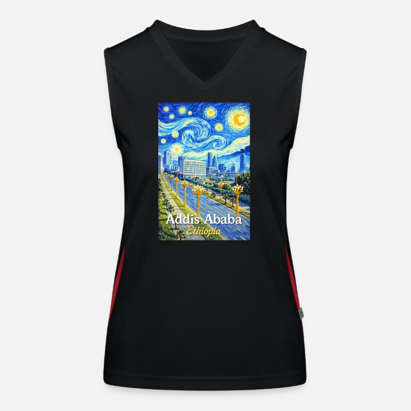 Addis Ababa Nacht-Skyline Kunst Funktionelles Kontrast-Tank Top für Frauen