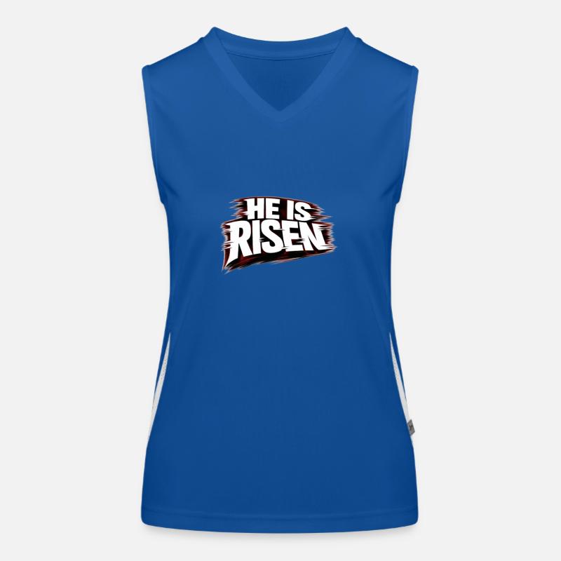 He is Risen Funktionelles Kontrast-Tank Top für Frauen