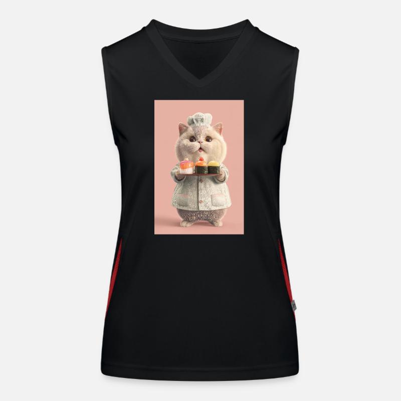 Pastel Sushi Chef Katze Funktionelles Kontrast-Tank Top für Frauen