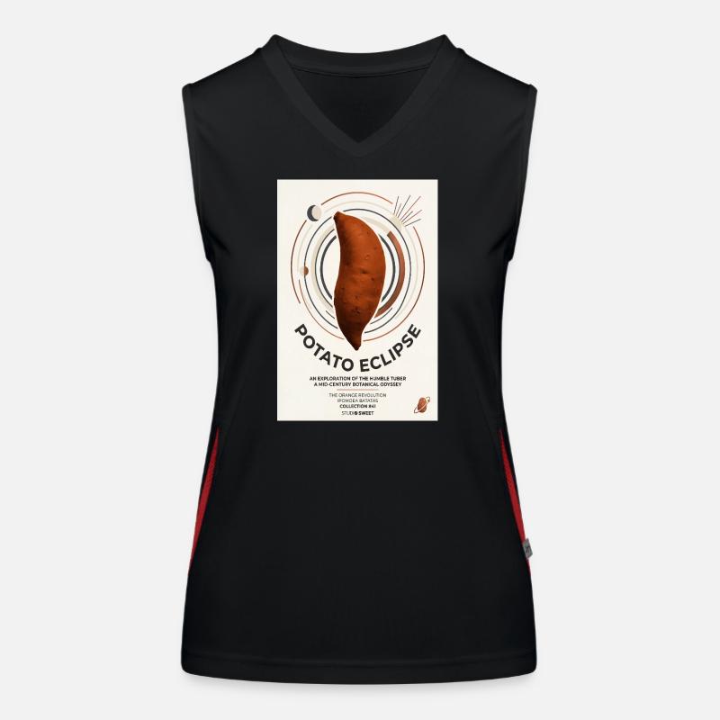 Potato Eclipse: Humble Tuber Odyssey - Women's Functional Contrast Tank Top - black/red