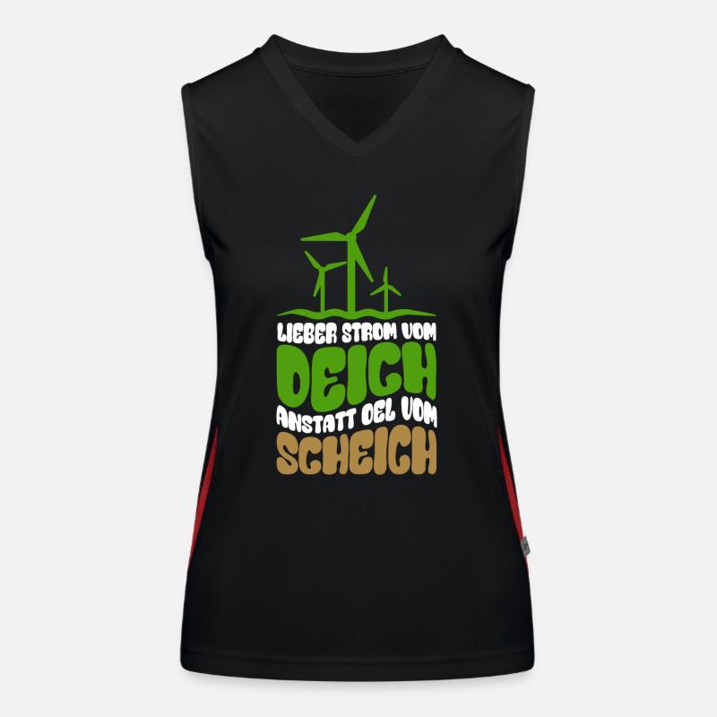 Windenergie - Windkraft - Strom vom Deich Funktionelles Kontrast-Tank Top für Frauen