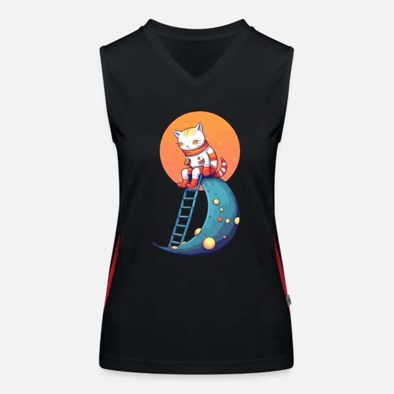 Ikk le chat sur la lune Débardeur respirant contrasté Femme