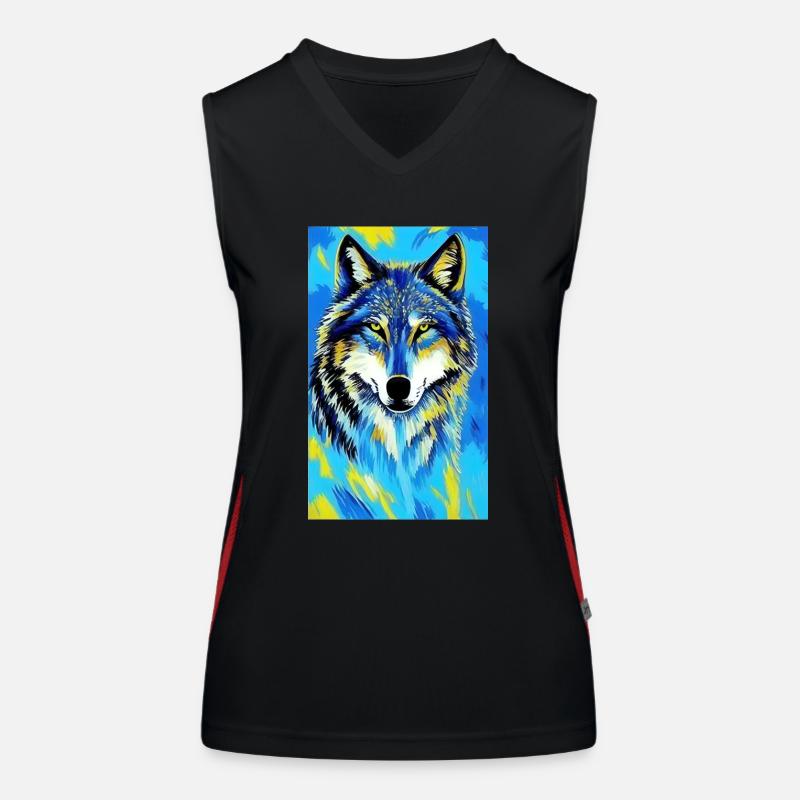 Wolf | Predator | Dog | Mystical Women's Functional Contrast Tank Top