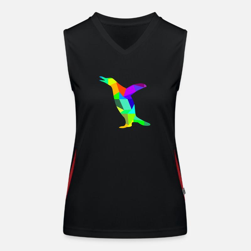 Pinguin Regenbogen Tiere Polygon Funktionelles Kontrast-Tank Top für Frauen