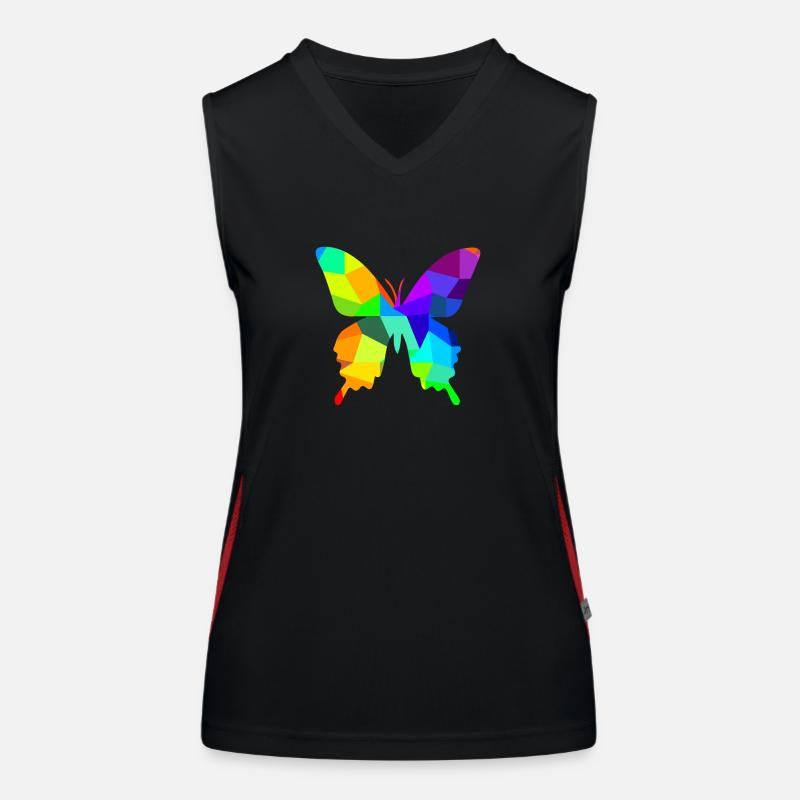 Schmetterling Regenbogen Tiere Polygon Funktionelles Kontrast-Tank Top für Frauen
