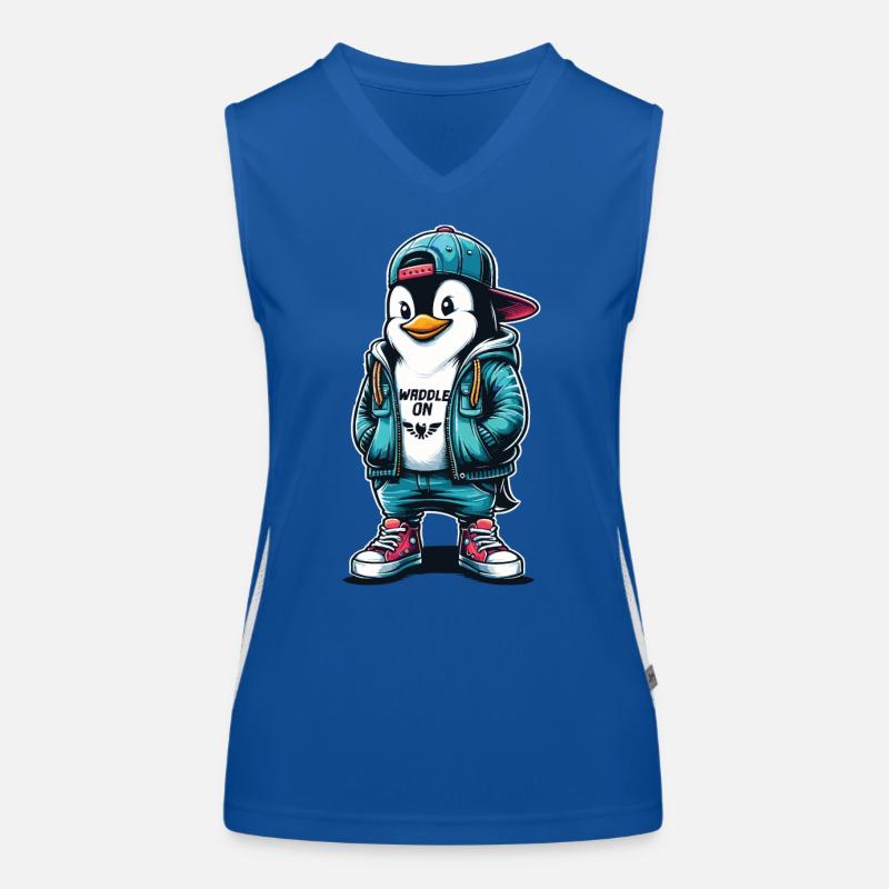 Hipster Penguin Waddle On with Style Women's Functional Contrast Tank Top