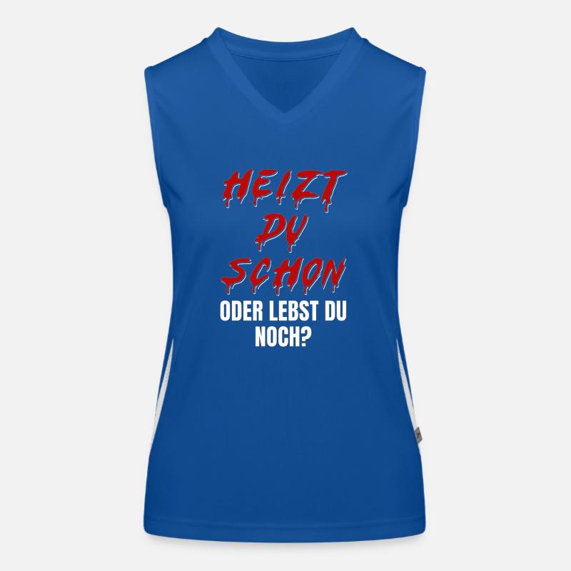 Heizt du schon oder lebst du noch? Halloween sarka Funktionelles Kontrast-Tank Top für Frauen