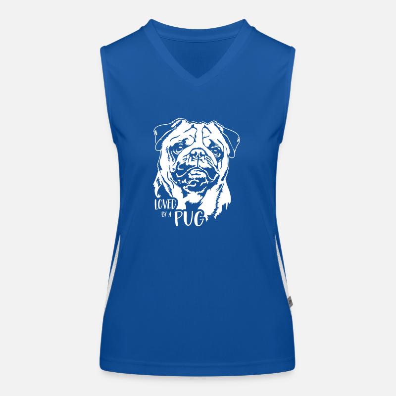 Loved by a Pug Hunde Mops Hundespruch Wilsigns Funktionelles Kontrast-Tank Top für Frauen