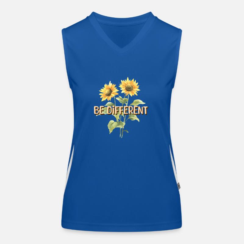 BE DIFFERENT Sunflower Self Love Positivity Women's Functional Contrast Tank Top