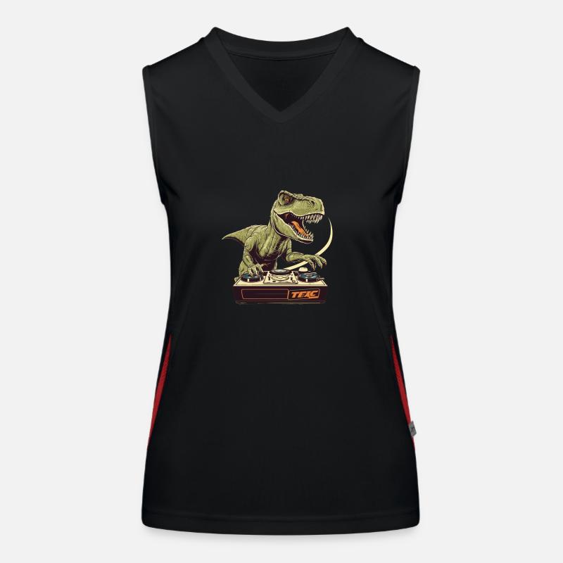 Cool T-Rex DJ avec table de mixage et station de boucle Débardeur respirant contrasté Femme