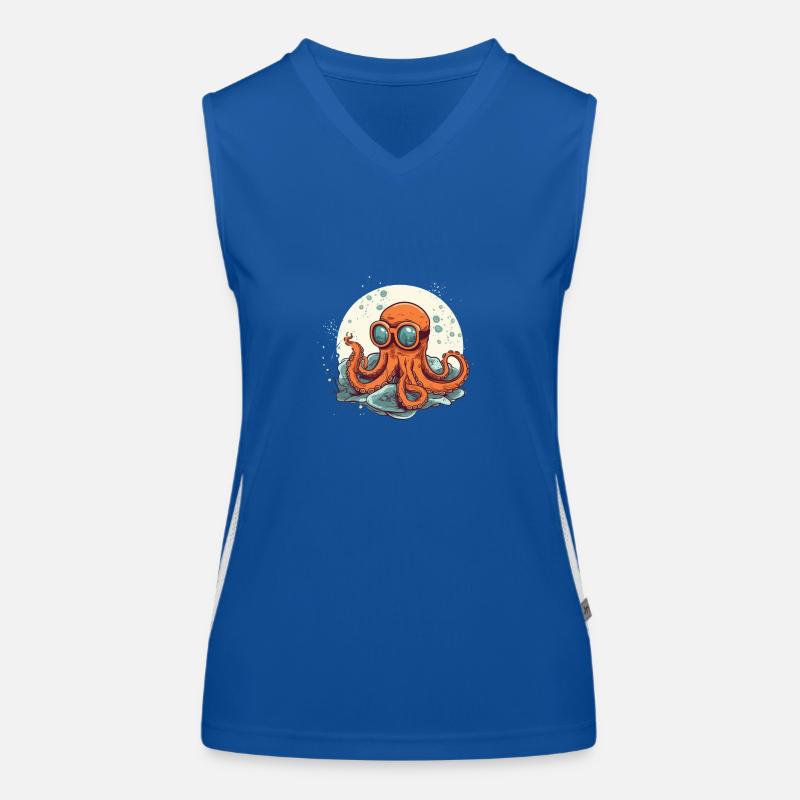 Nerdy Comic Oktopus mit Brille Funktionelles Kontrast-Tank Top für Frauen