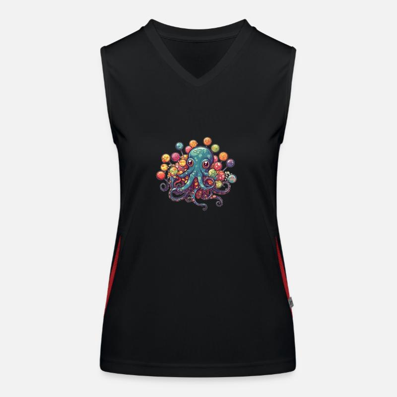 Lustiger Comic Oktopus mit Lollipops Funktionelles Kontrast-Tank Top für Frauen