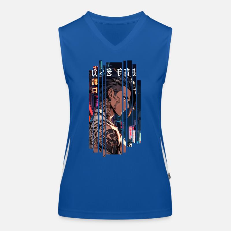 Red Cyber Tattooed Man Women's Functional Contrast Tank Top