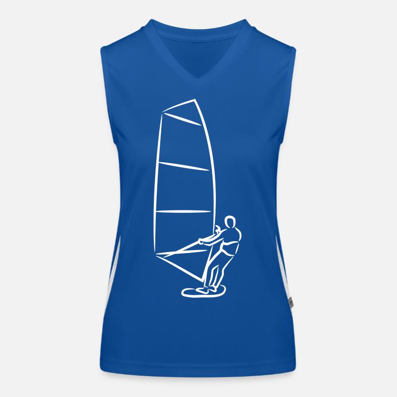 Dessin de planche à voile amusant Débardeur respirant contrasté Femme