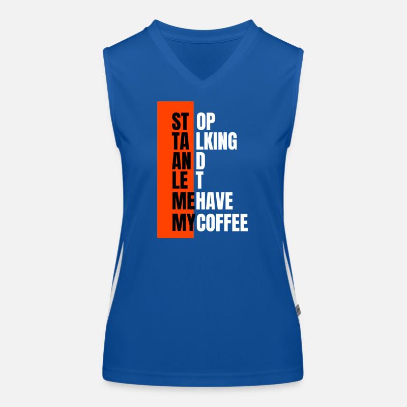 Stop talking – need coffee first Funktionelles Kontrast-Tank Top für Frauen