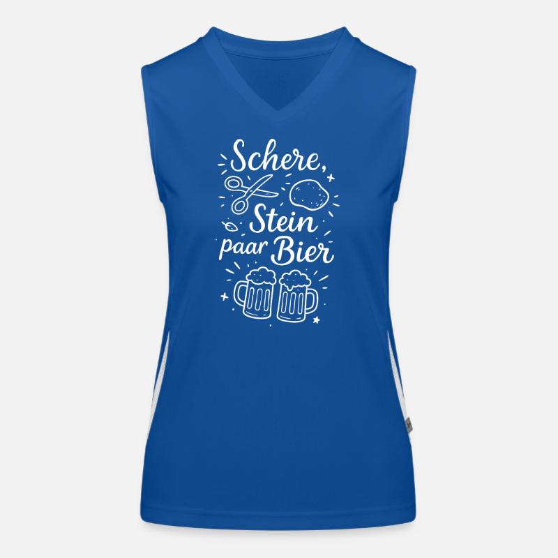 Schere Stein ein Bier – Party & Bier Spruch Funktionelles Kontrast-Tank Top für Frauen