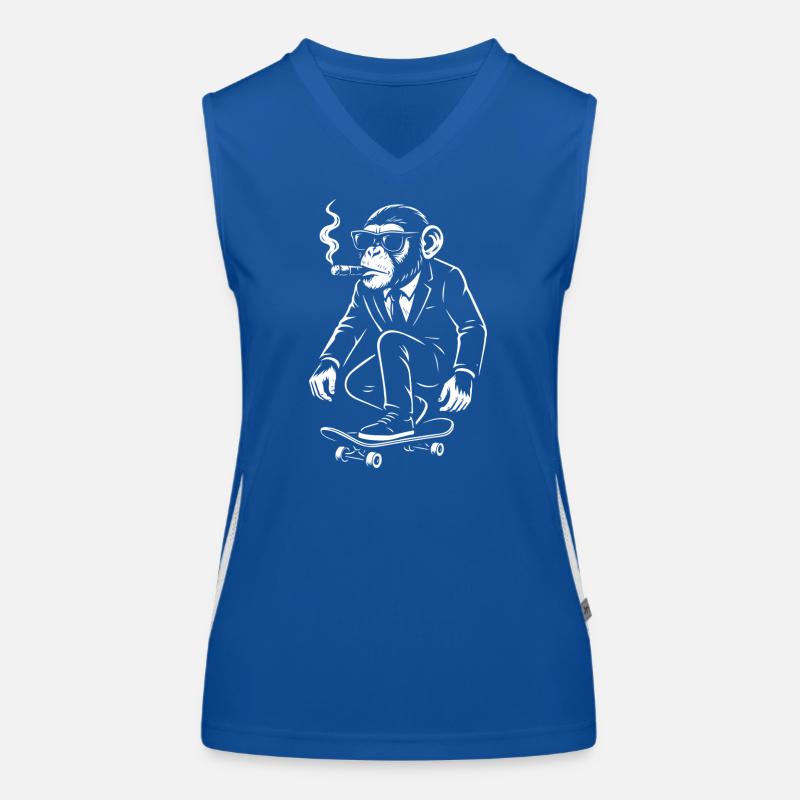 Dapper Monkey auf dem Skateboard Funktionelles Kontrast-Tank Top für Frauen