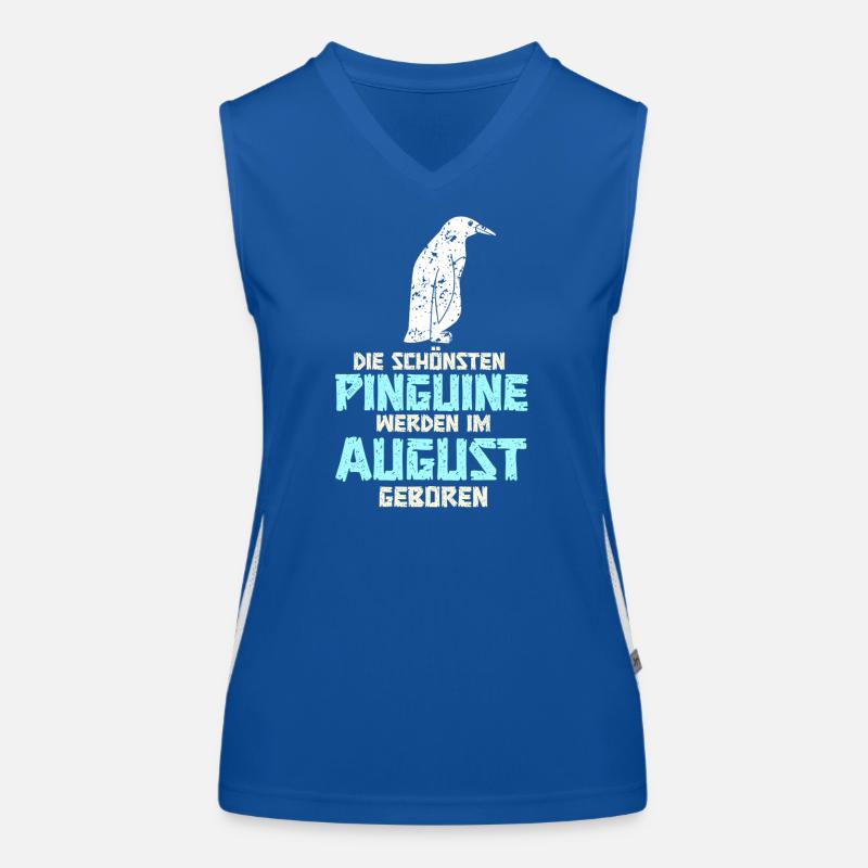 August Geburtstag Pinguin Spruch Lustig Funktionelles Kontrast-Tank Top für Frauen