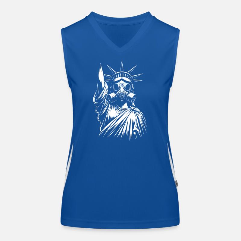 Freiheitsstatue mit Gasmasken-Design Funktionelles Kontrast-Tank Top für Frauen