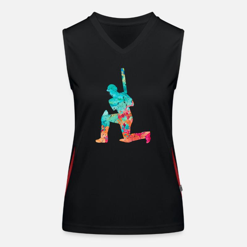 Joueurs de cricket à Popart Débardeur respirant contrasté Femme