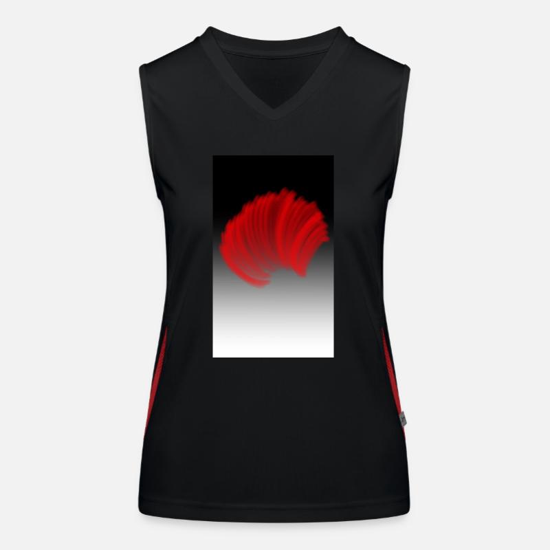 Rouge sur noir avec reflets blancs Débardeur respirant contrasté Femme