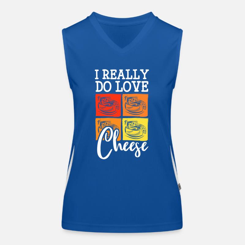 Cheese lover foodie cheese dairy Women's Functional Contrast Tank Top