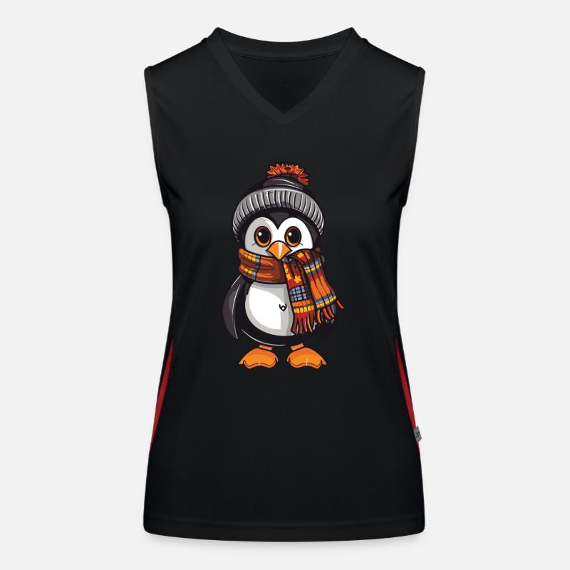 Penguin Winter Comic Women's Functional Contrast Tank Top