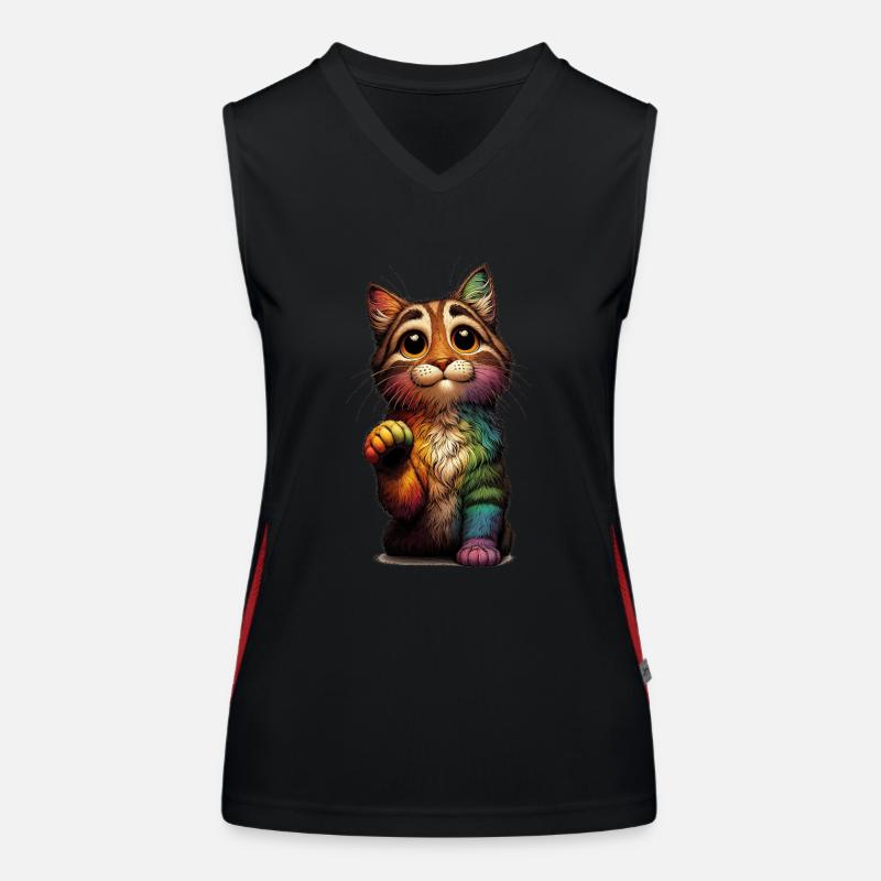 Mendicité Chat Arc-en-ciel Débardeur respirant contrasté Femme