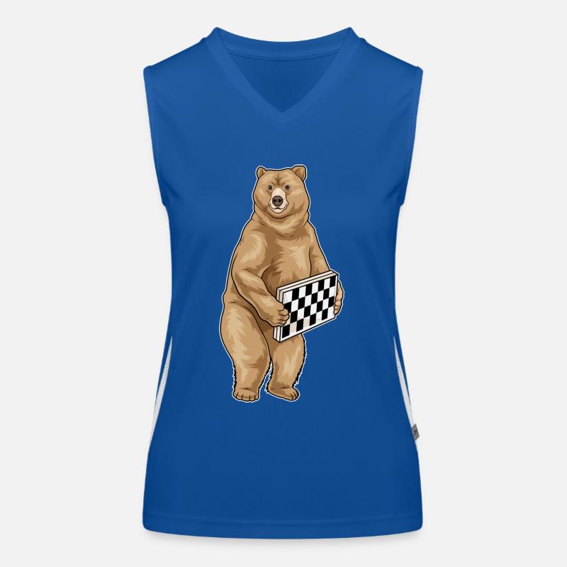 Bär Schachbrett Schach Funktionelles Kontrast-Tank Top für Frauen