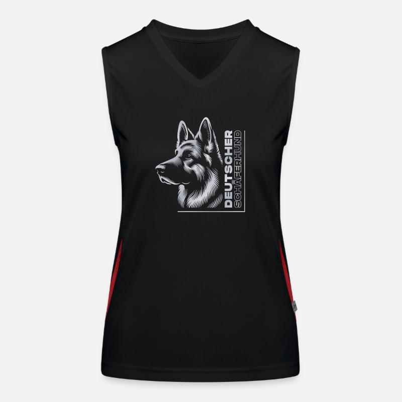 deutscher Schäferhund Zeichnung Kopf silber Funktionelles Kontrast-Tank Top für Frauen