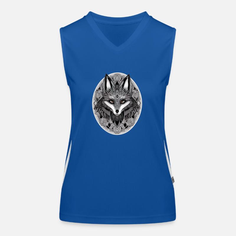 Fox Mandala Drawing Complex Nature Wilderness Women's Functional Contrast Tank Top