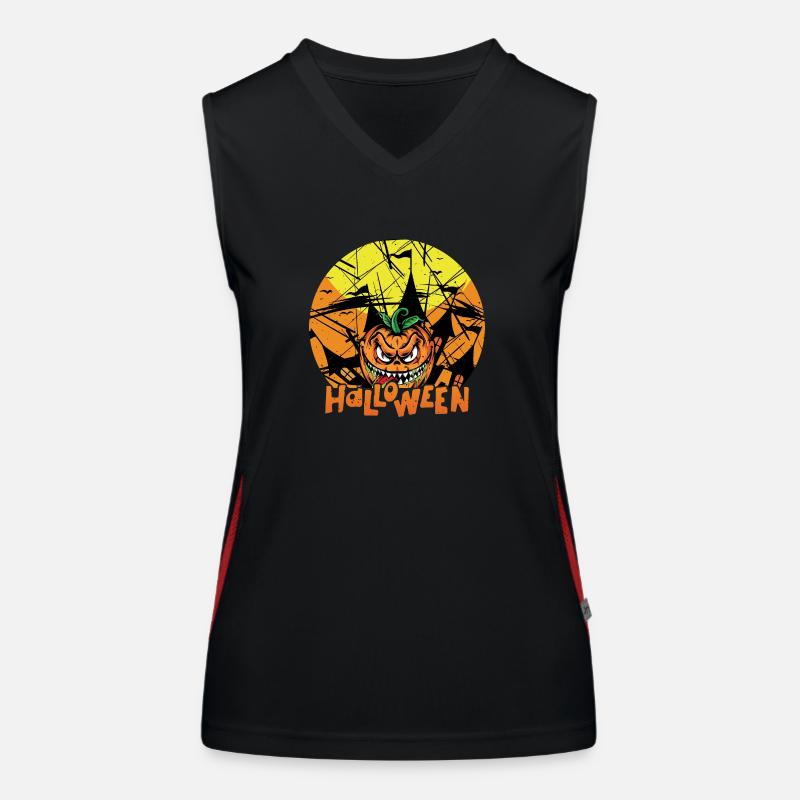 Halloween Pumpkin Funny Anime Weeb Design Women's Functional Contrast Tank Top