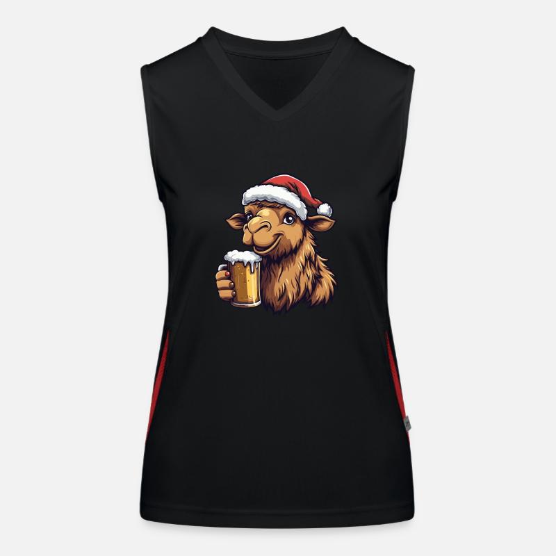 Kamel Weihnachten Bier Lustig Funktionelles Kontrast-Tank Top für Frauen