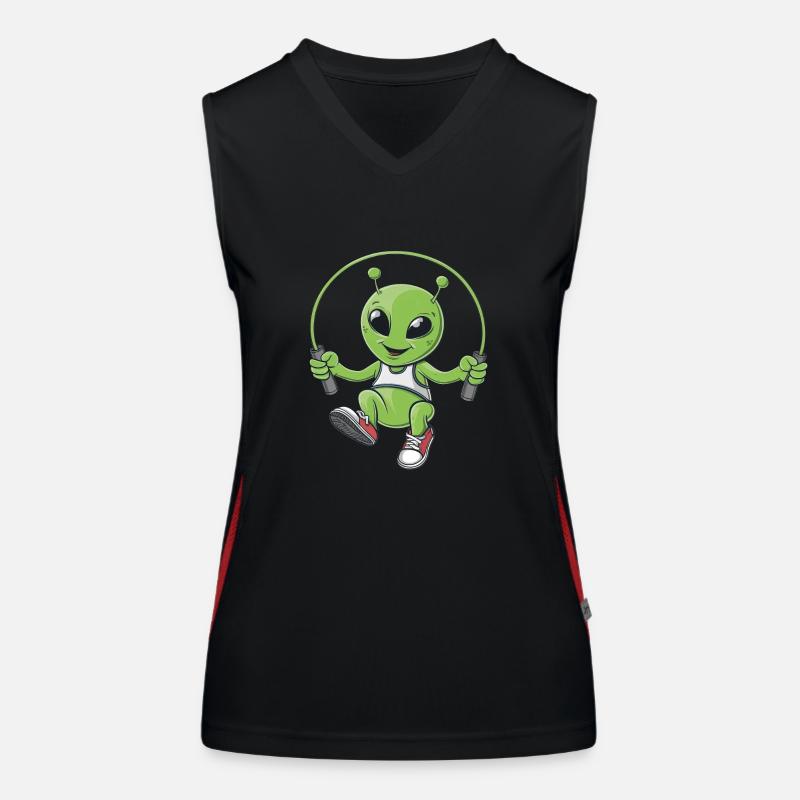 Alien mit Springseil Funktionelles Kontrast-Tank Top für Frauen
