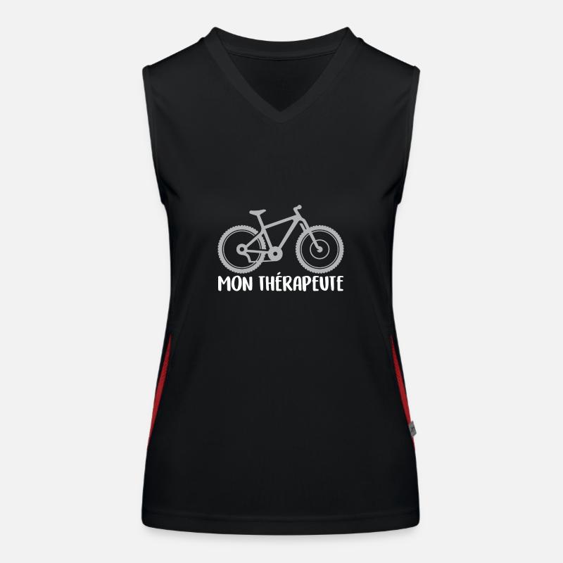 Mon vélo est mon thérapeute. Graphisme cycliste Débardeur respirant contrasté Femme