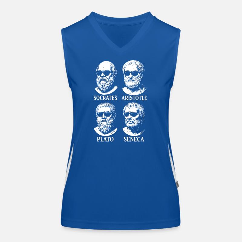 Griechisches Philosophenquartett mit Sonnenbrille Funktionelles Kontrast-Tank Top für Frauen