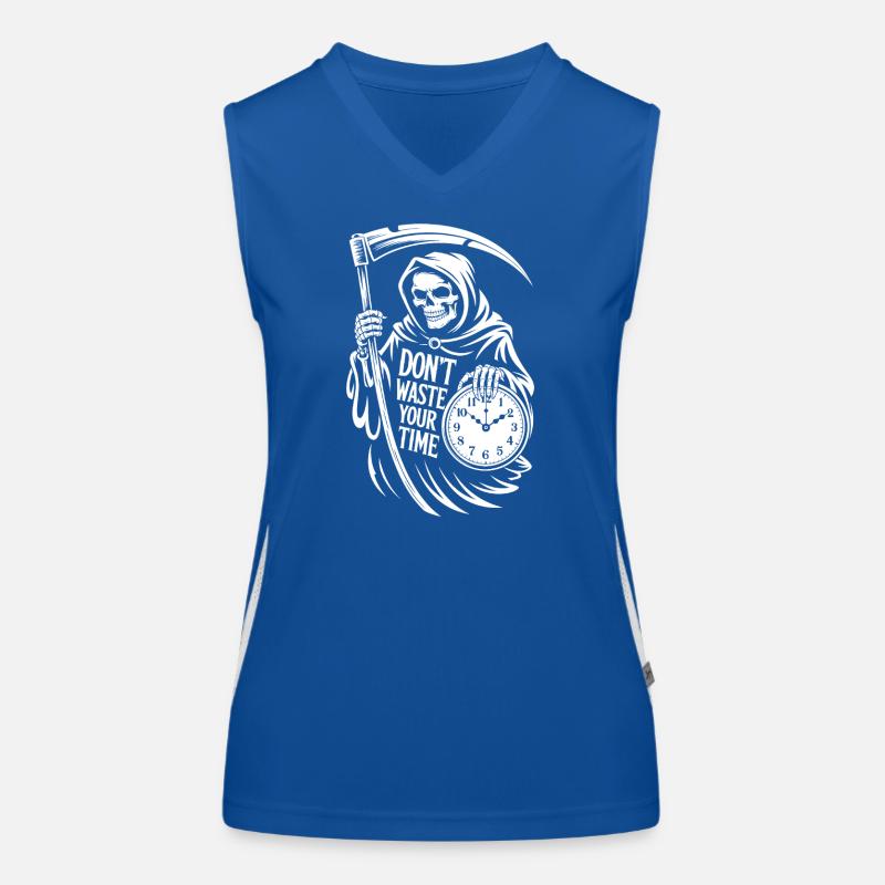 Grim Reaper Clock – Don't Waste Time Motif Women's Functional Contrast Tank Top