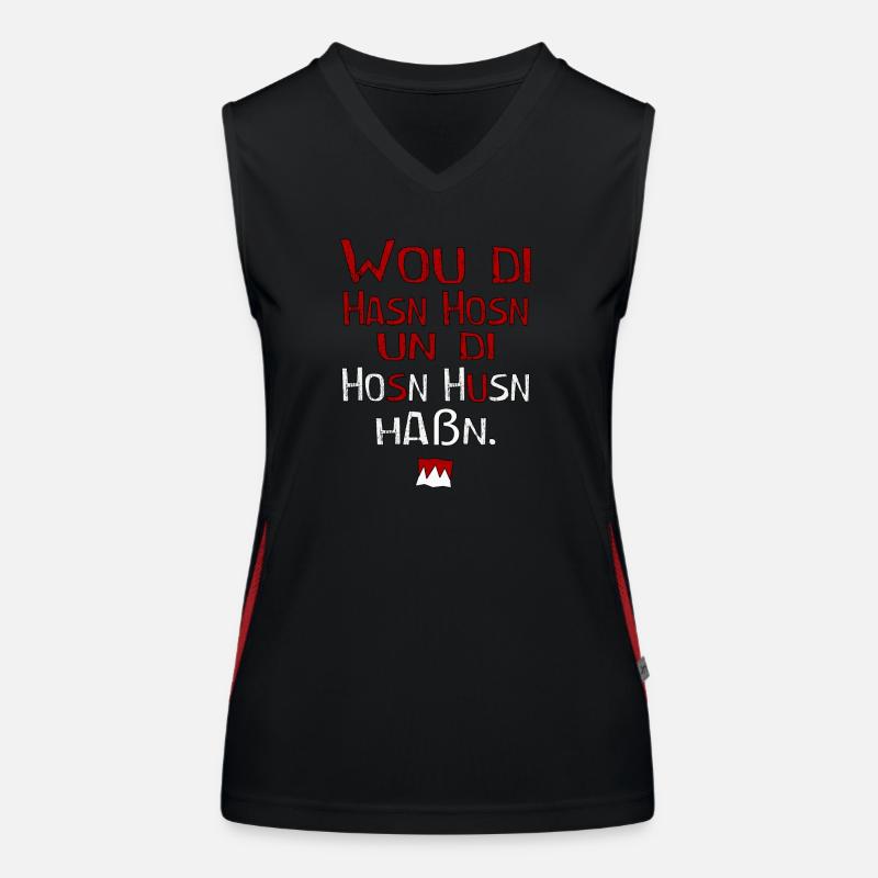 fränkisch Dialekt - Wo die Hasen Hose Funktionelles Kontrast-Tank Top für Frauen