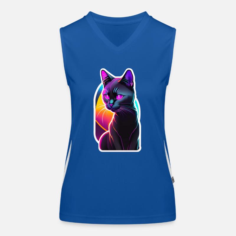 chat noir et effet néon Débardeur respirant contrasté Femme