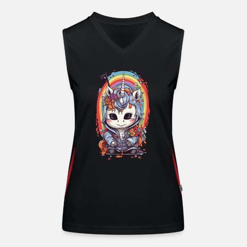 Seelenloses Halloween Einhorn mit Regenbogen Funktionelles Kontrast-Tank Top für Frauen