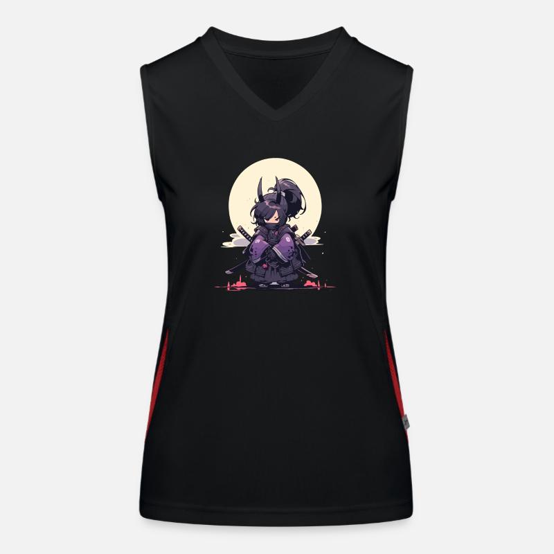 Episches Samurai Mädchen Anime-Design Funktionelles Kontrast-Tank Top für Frauen