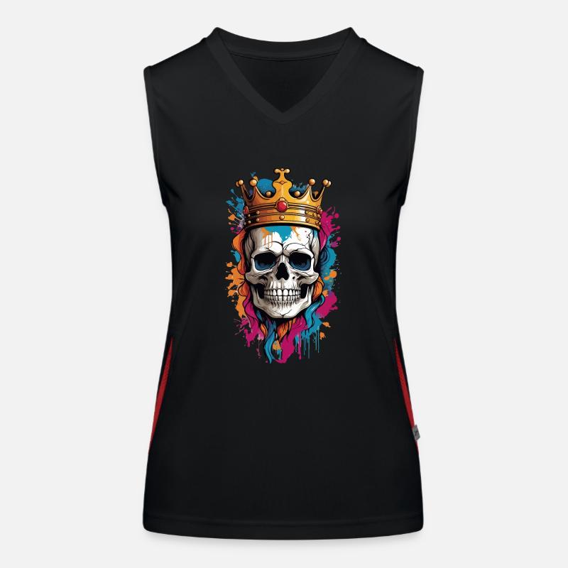 Totenkopf mit Krone Graffiti Funktionelles Kontrast-Tank Top für Frauen