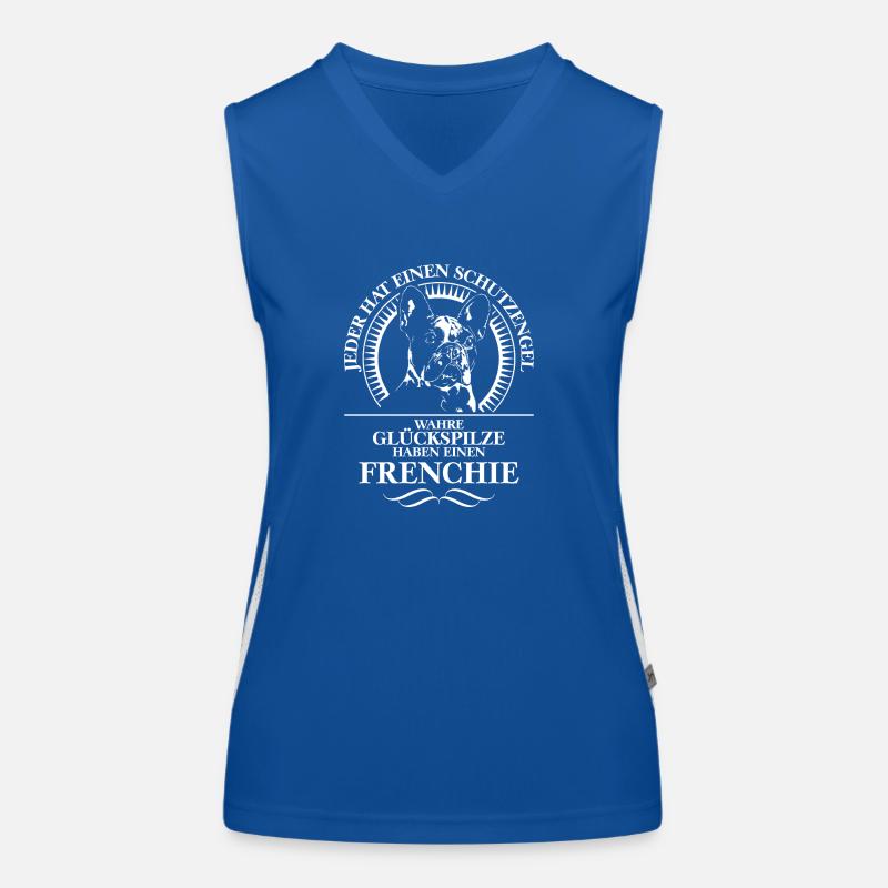 FRENCHIE Schutzengel Hundespruch Hunde WILSIGNS Funktionelles Kontrast-Tank Top für Frauen