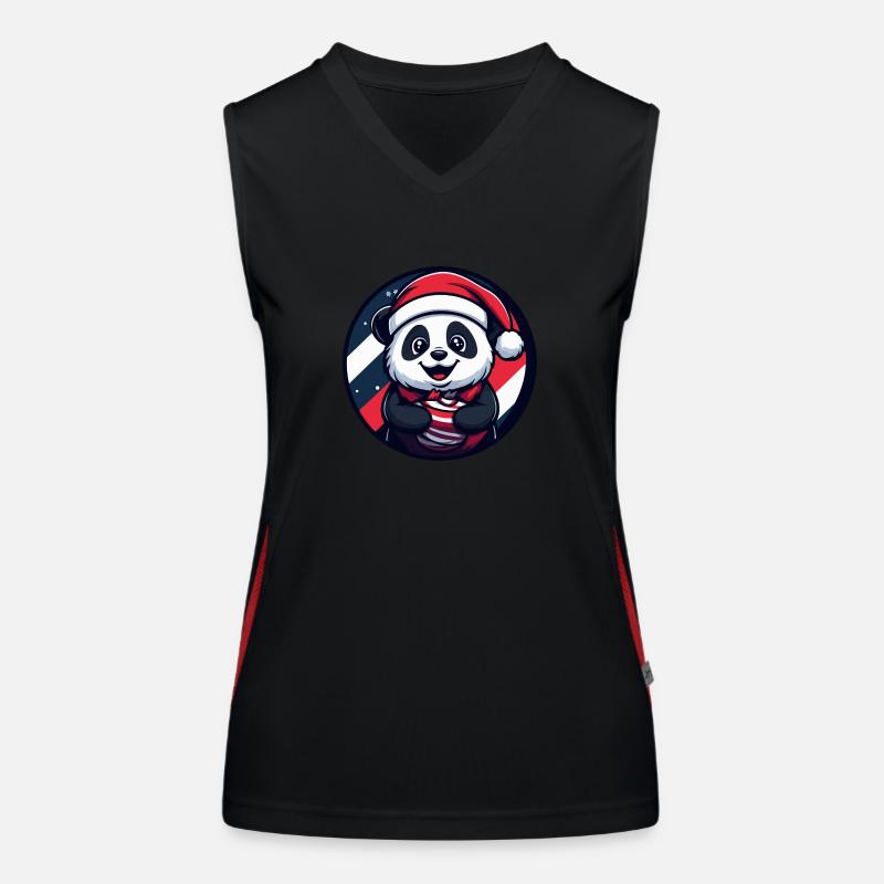 Panda Weihnachten Christmas Women's Functional Contrast Tank Top