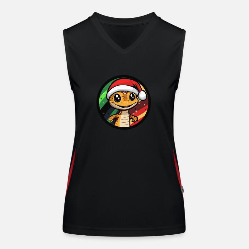 Echse Weihnachten Christmas Funktionelles Kontrast-Tank Top für Frauen