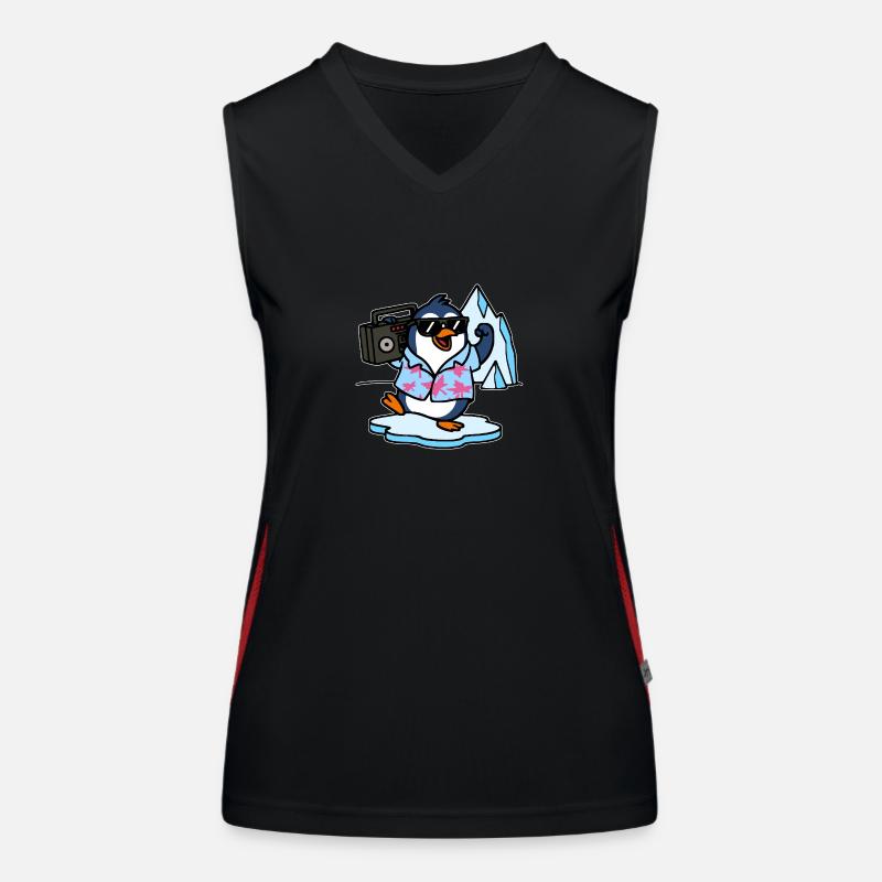 Cooler Pinguin Comic Funktionelles Kontrast-Tank Top für Frauen