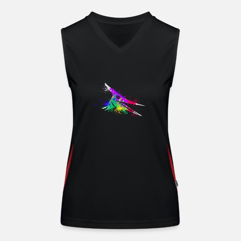 Splash art Dinosaur pterosaurs head Women's Functional Contrast Tank Top